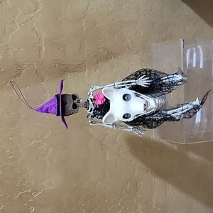 Halloween Skeleton Purple Hat Witch with Crazy Bonez animated dog